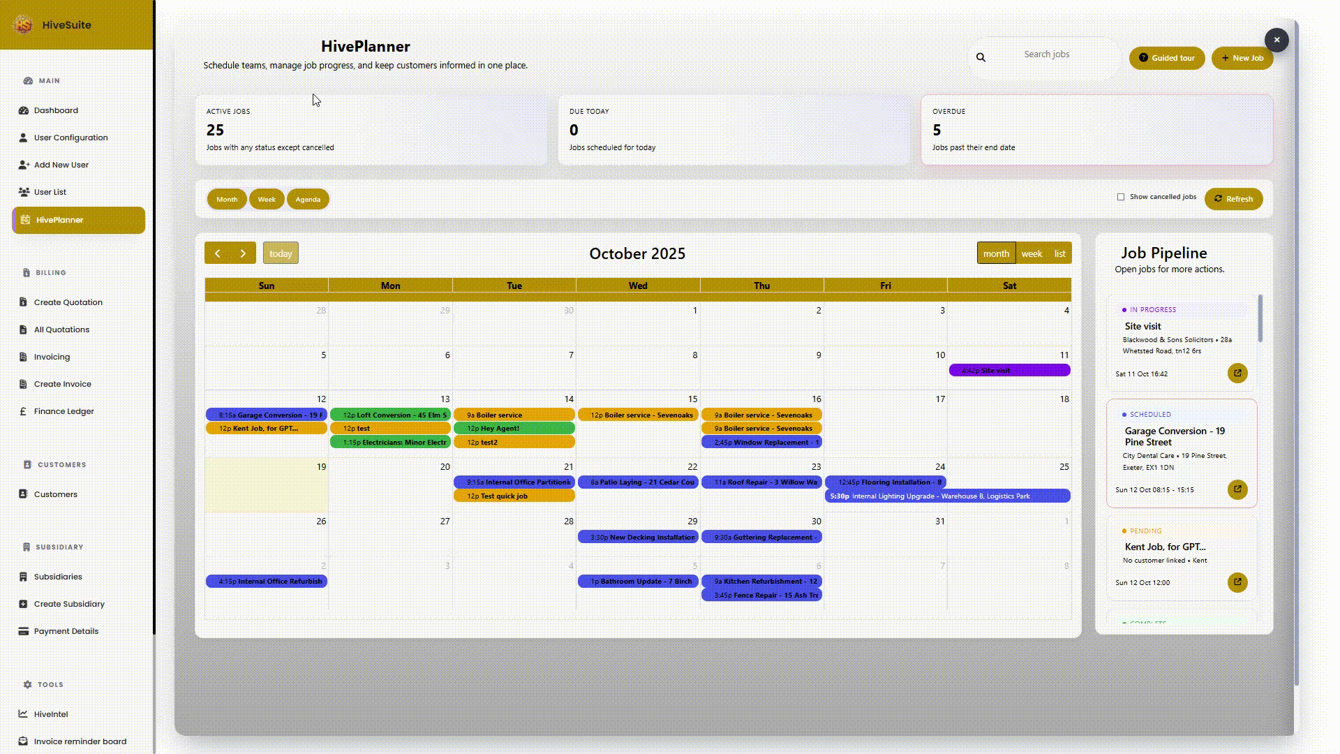 HivePlanner drag and drop scheduling interface with team calendar view