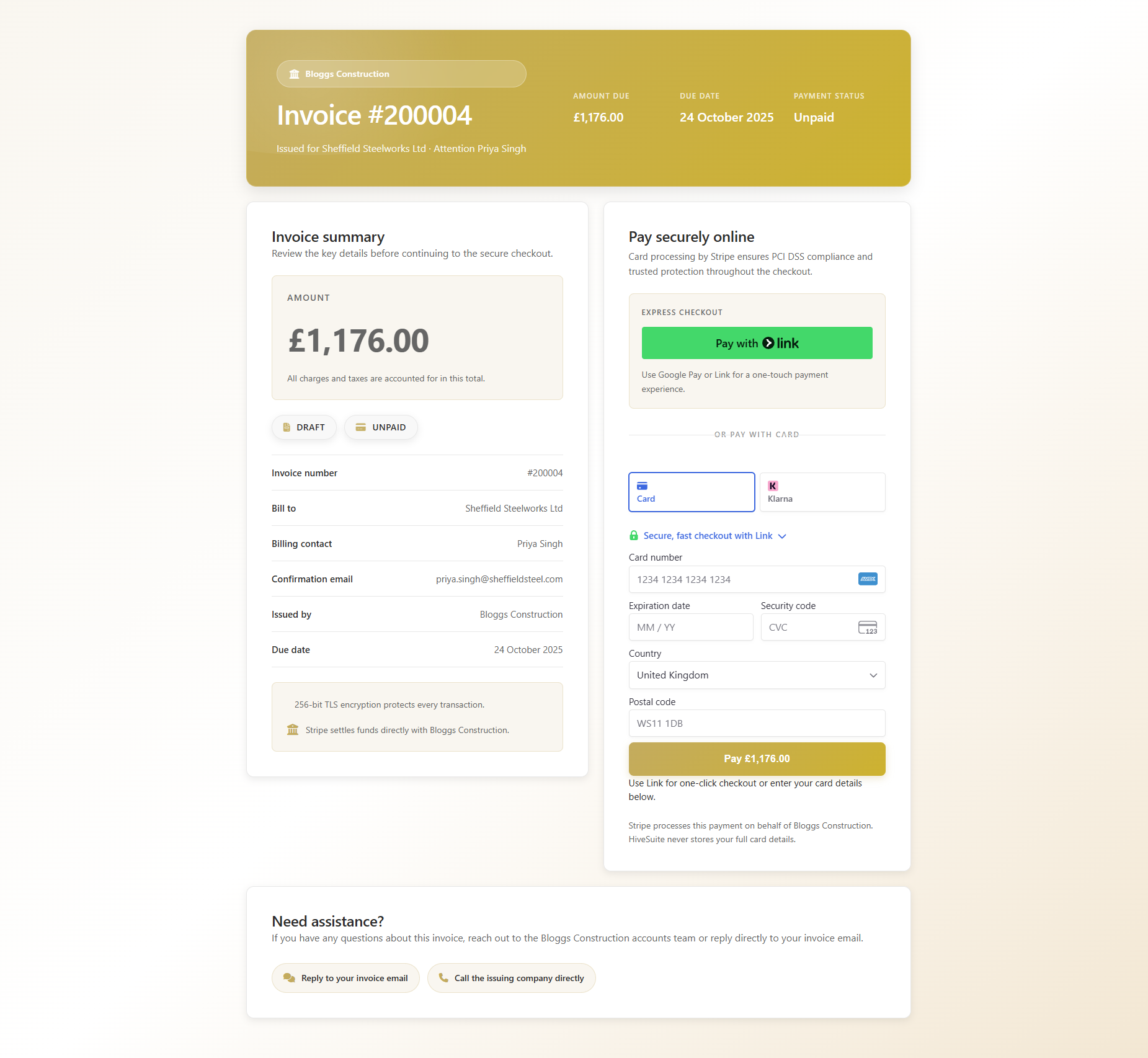 Mobile Invoice with Payment Link