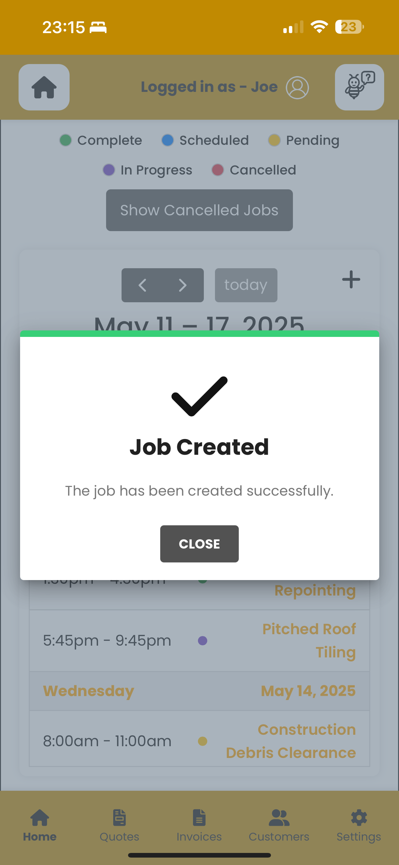 Job Created Confirmation