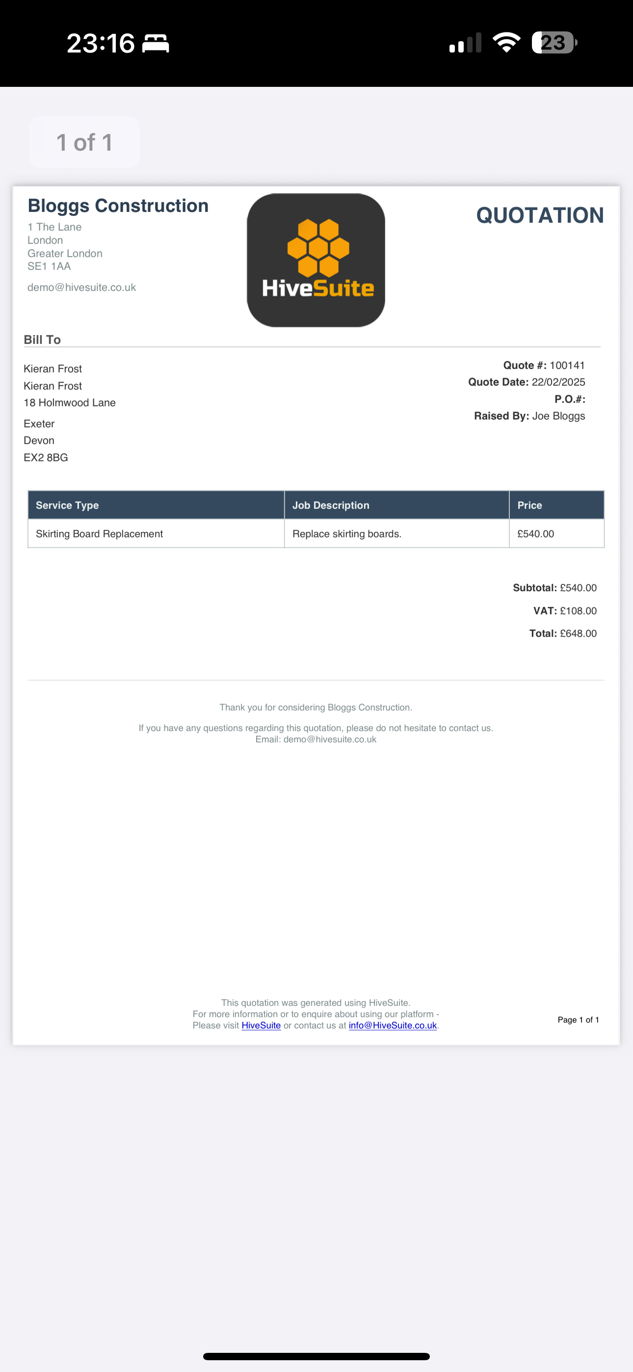 Linked Quotation View